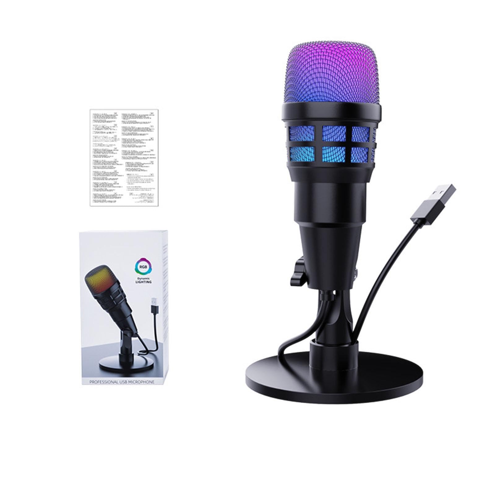 Micrófono USB para PC, micrófono USB para PC con cancelación de Ruido, portátil RGB para grabación de Video, Estudio de grabación y podcasting, Sin Patrón