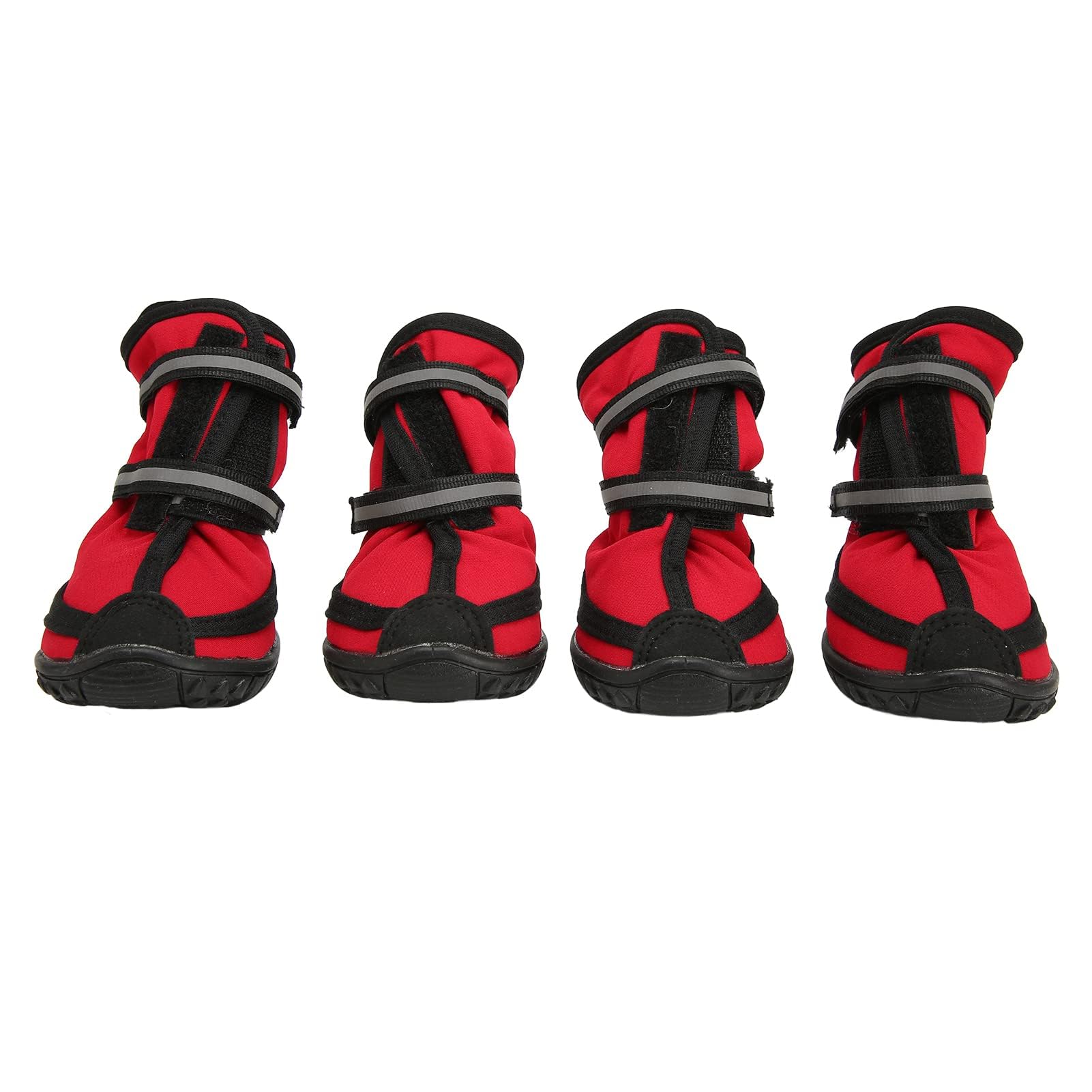 Pssopp Wanderschuhe für Hunde, 4 Stück, Verbundstruktur, Gummi, rutschfeste Stiefelsohle, Hundestiefel für Spaziergänge im Freien (Größe XL, Rot)