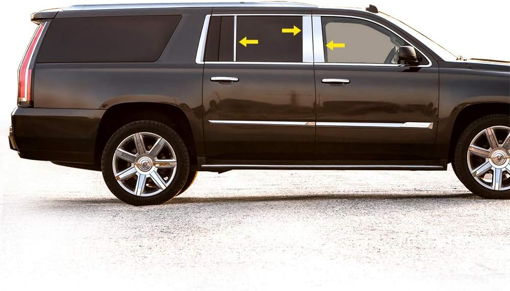 Tyger Auto Made in USA! Compatible with 2015-2020 Cadillac Escalade ESV (Longer Version) 6PC Stainless Steel Chrome Pillar Post Trim