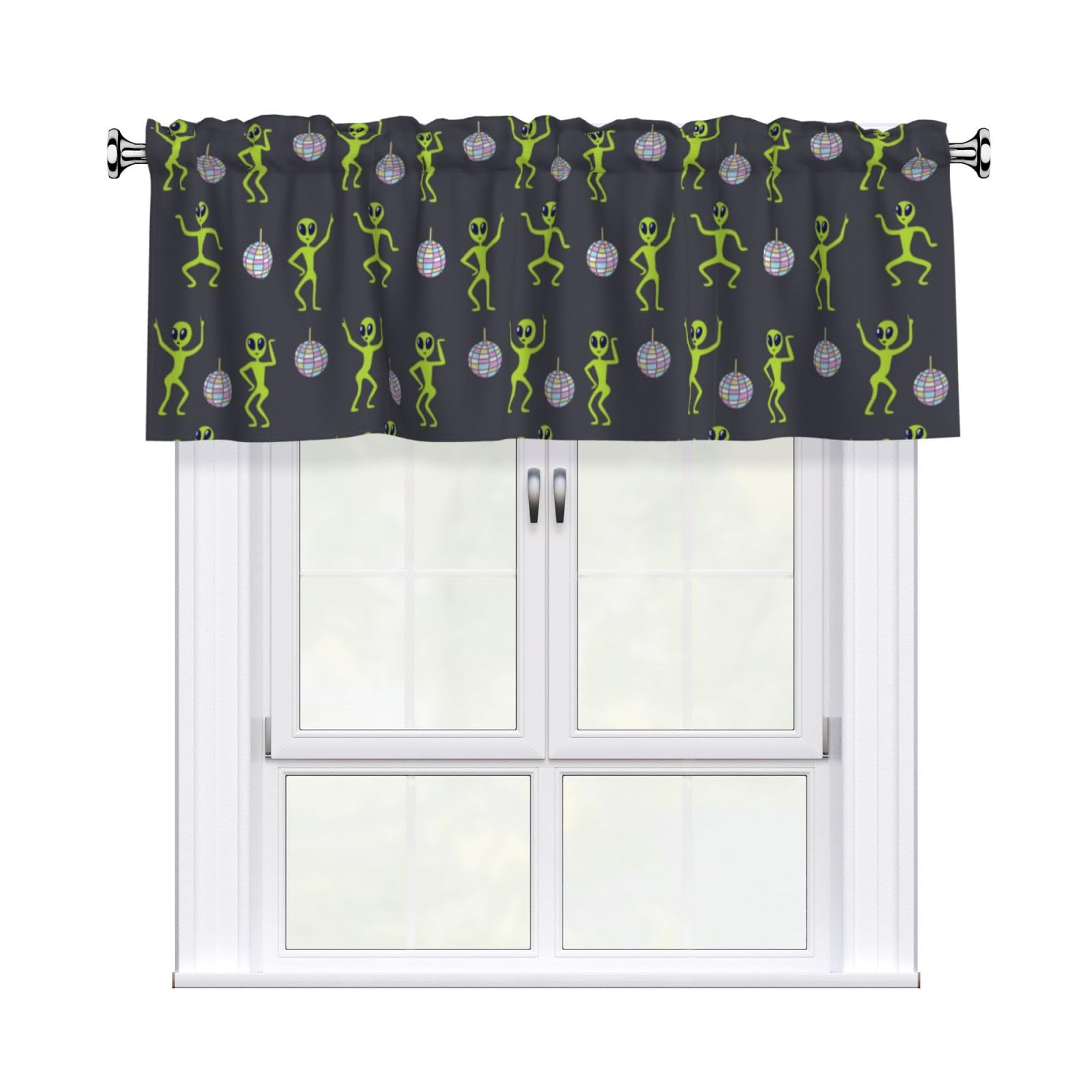Noble Ren Alien Disco Short Curtain Valance 54x18in For Kitchen Bathroom Cafe Living Room Decoration