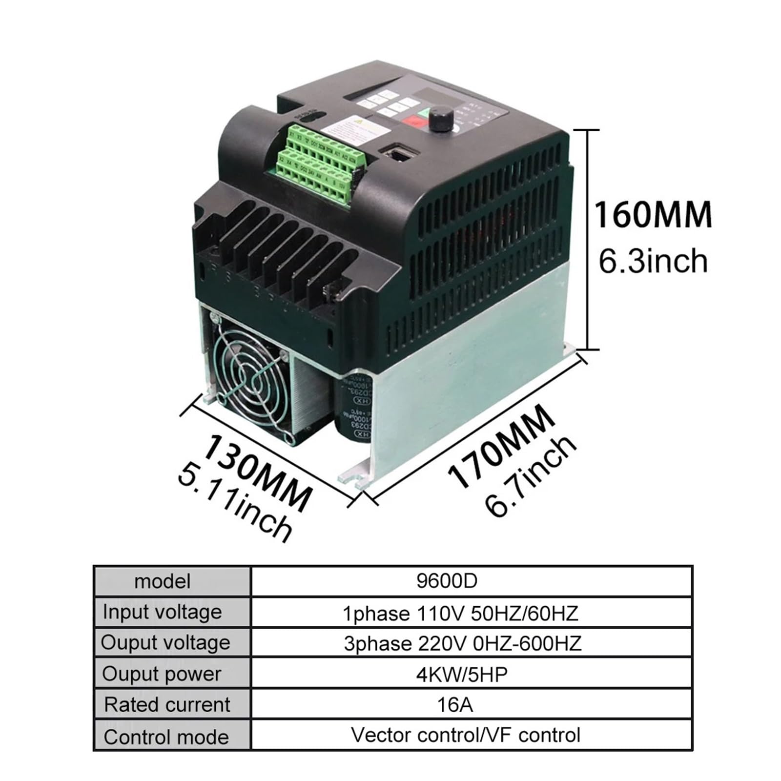 Convertisseur de fréquence 110 V/220 V, variateur de vitesse moteur, puissance : 0,75 kW, 1,5 kW, 2,2 kW, 4 kW, 5,5 kW, 7,5 kW(4KW 110Vto220V)