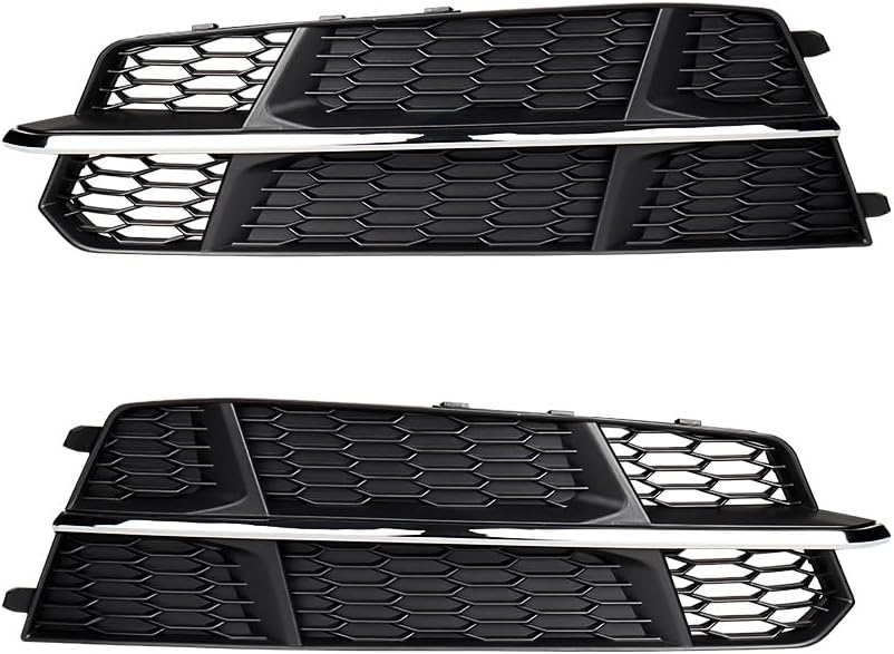 Astra Depot Left Right Front Lower Bumper Air Flow Grille Matte Black Chrome Trim Compatible for 2015-2018 Audi A6 C7 S-Line 4G0807682AN 4G0807681AN