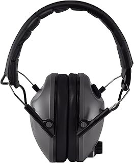 BenchMaster Rifleman EXS Electronic Hearing Protection for Shooting and Construction- Adjustable Folding Low Profile Design - NRR 20 - Ear Muffs - BenchMaster