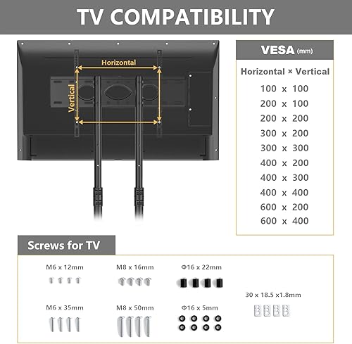 Miniatura 7 de Mobile TV Stand with Wheels for 32-75 Inch Plasma LCD LED OLED Flat Curved Screen TVs, Height Adjustable Trolley Floor Stand Holds up to 99 lbs,