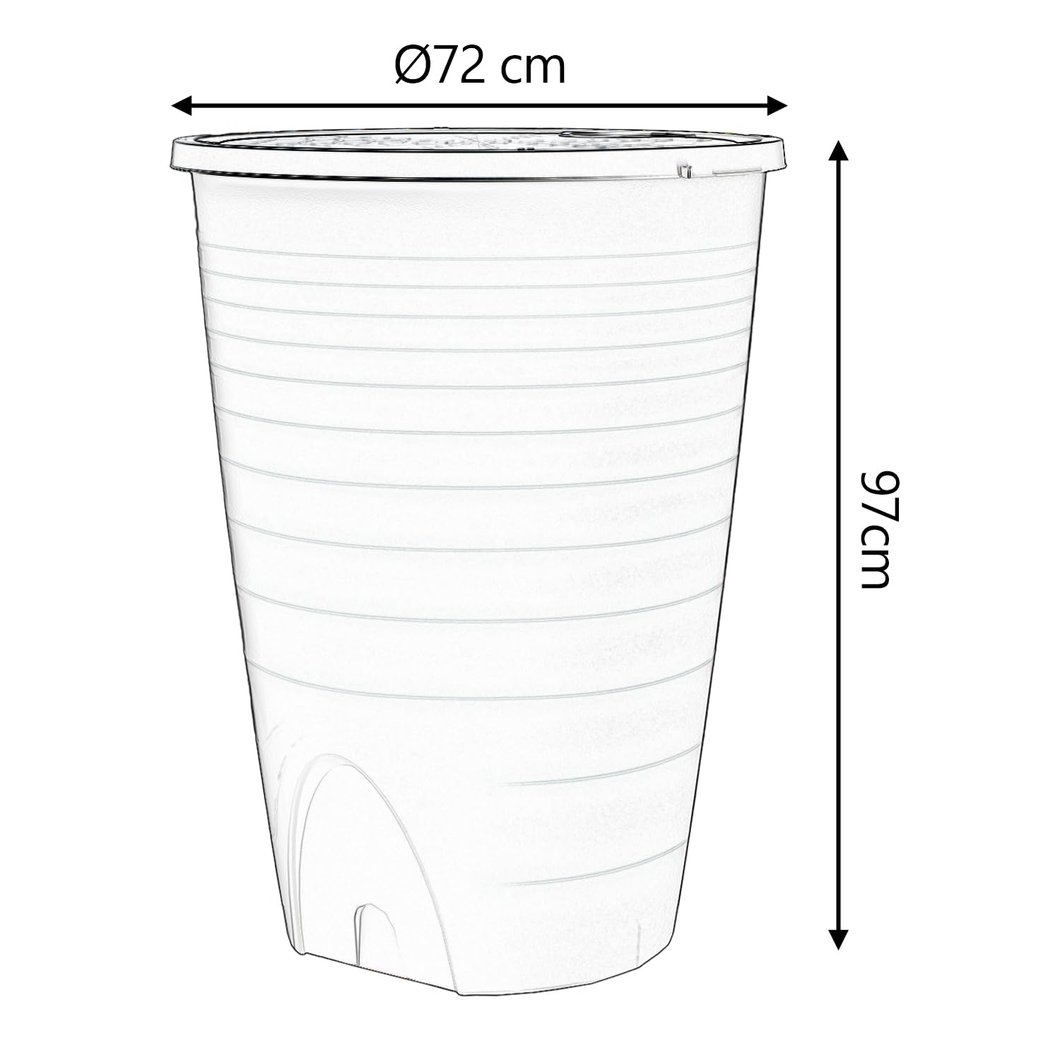 Depósito para agua de lluvia Peruno 260L | Ø72 x 97 cm | Incluye grifo y sistema de recogida de agua | Cisterna de jardín | Color negro diseño moderno