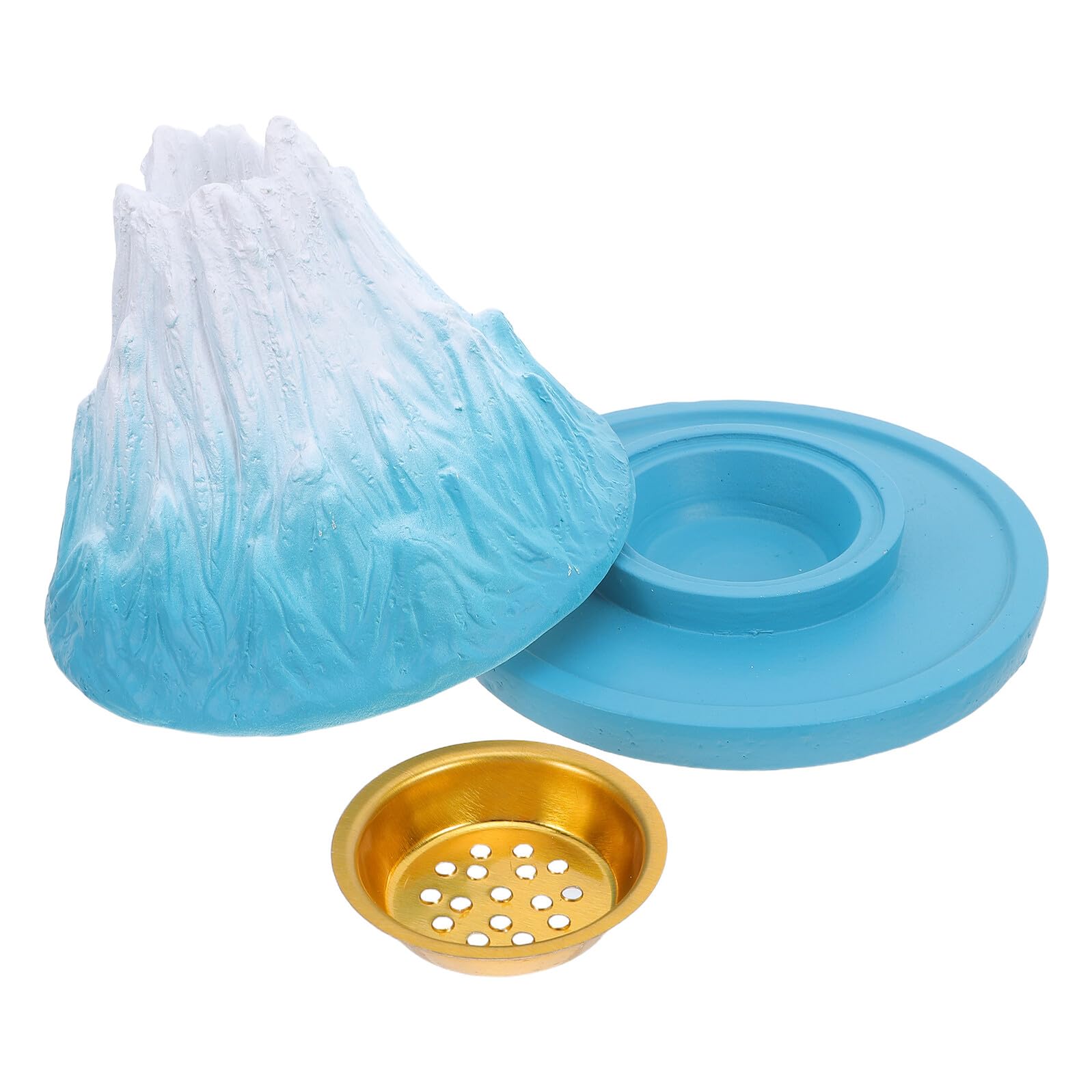 Brûleur de parfum volcan résine bleu blanc avec plateau récupérateur pour cône