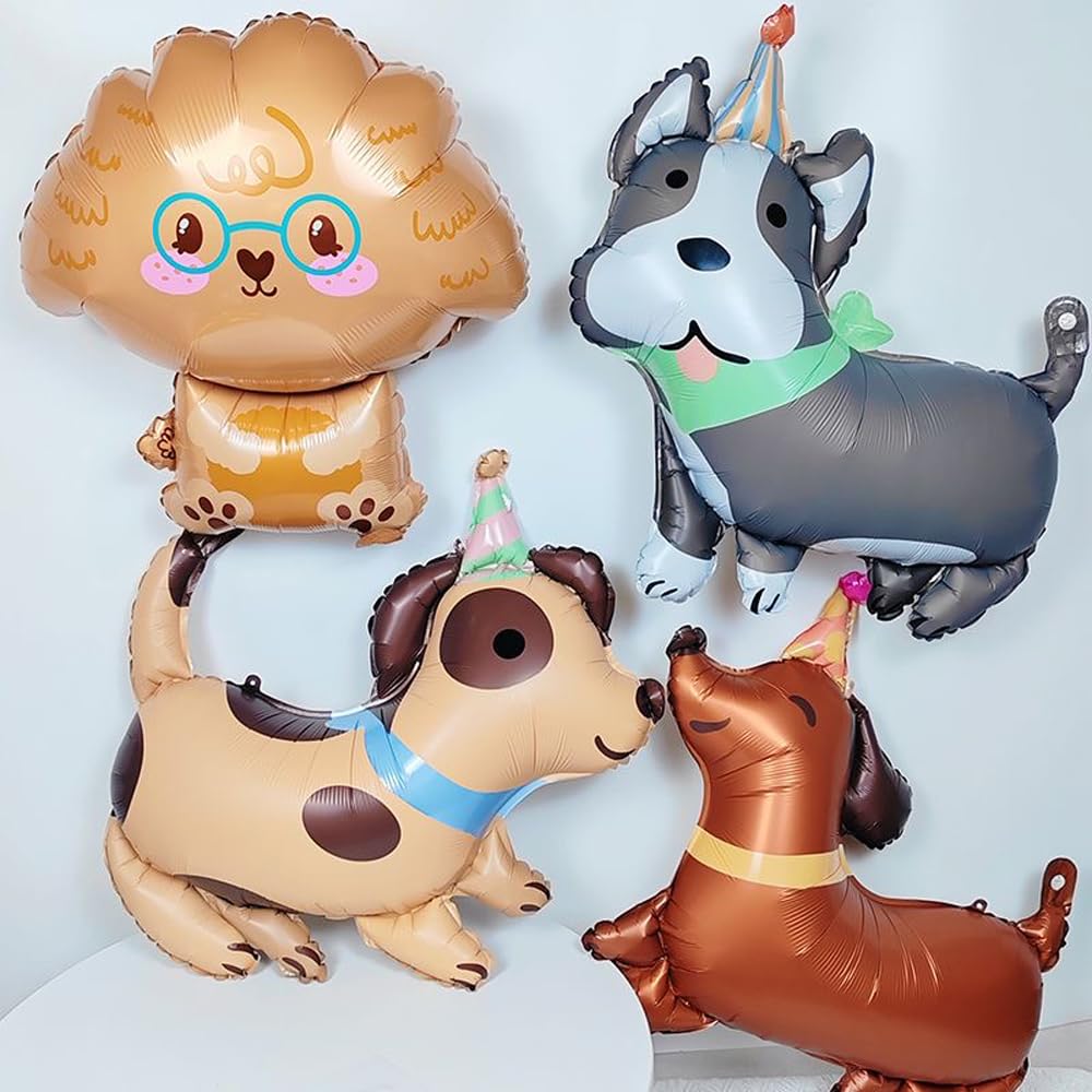 balloa Folieballon XXL hond Happy Birthday, heliumballon, ballon verjaardag, kinderfeest decoratie, verjaardagsballon, hondenmotief voor jongens en meisjes, feestdecoratie, dier, cadeau voor