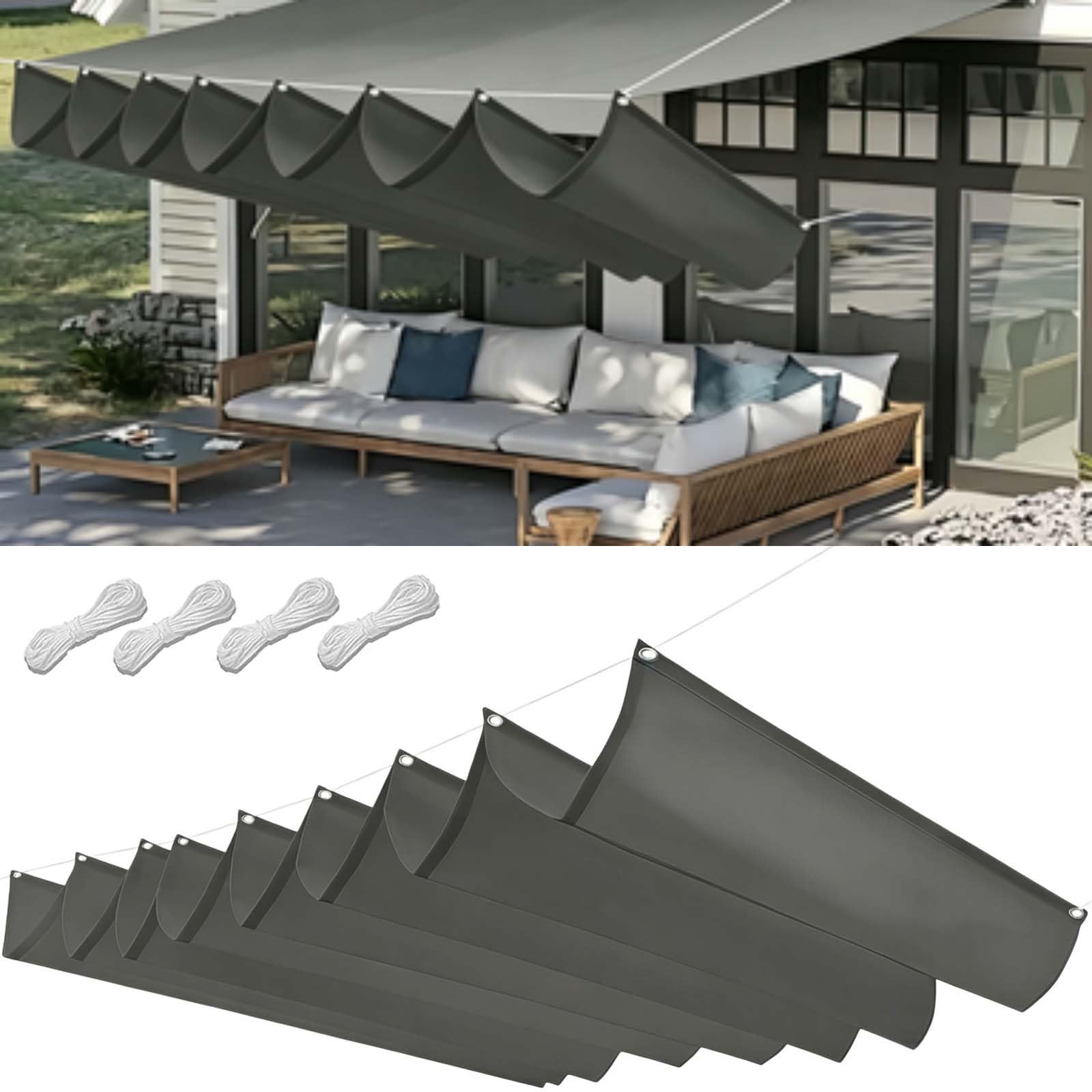 Protección solar para terraza y exterior con toldo retráctil gris claro de 4m