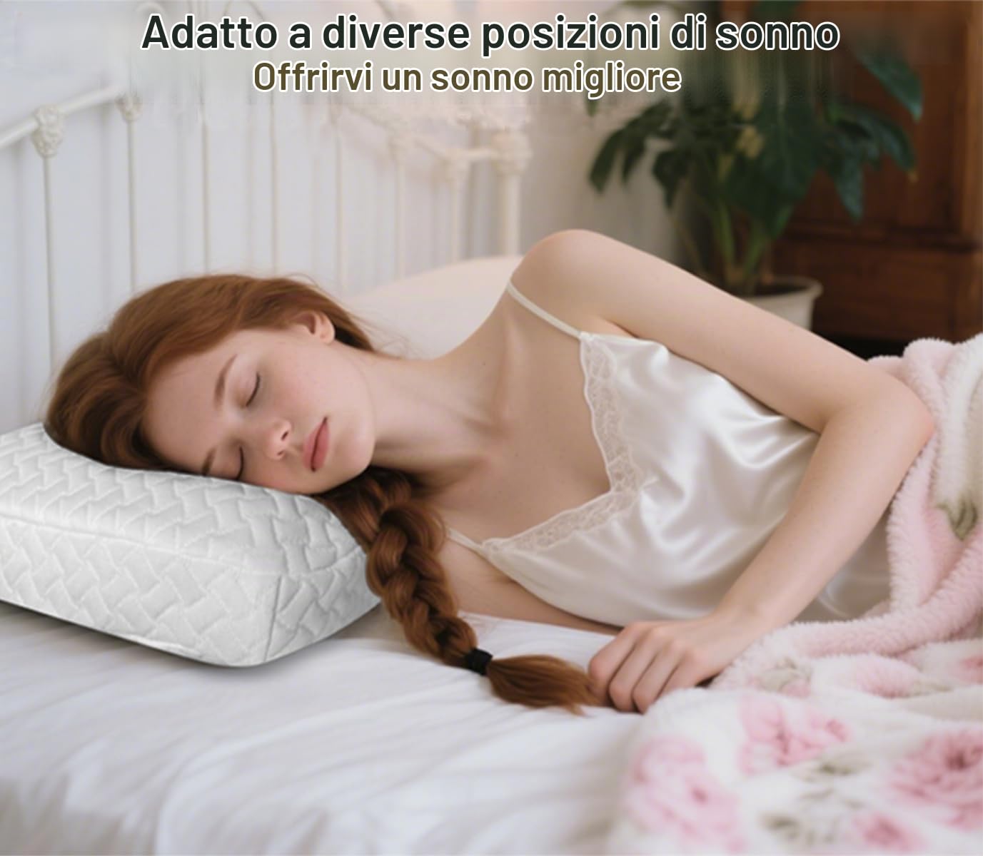 Cuscino in memory foam per un sonno riposante, ergonomico, ad alta densità, per chi dorme sul fianco e sulla schiena (bianco)