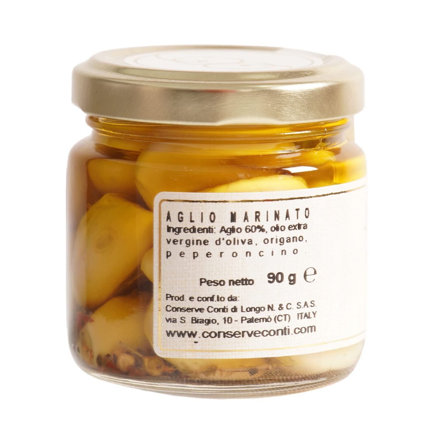 Conserve Conti - Ajo marinado en aceite de oliva virgen extra - 4 Tarros ml. 106/360 g - Producción artesanal siciliana