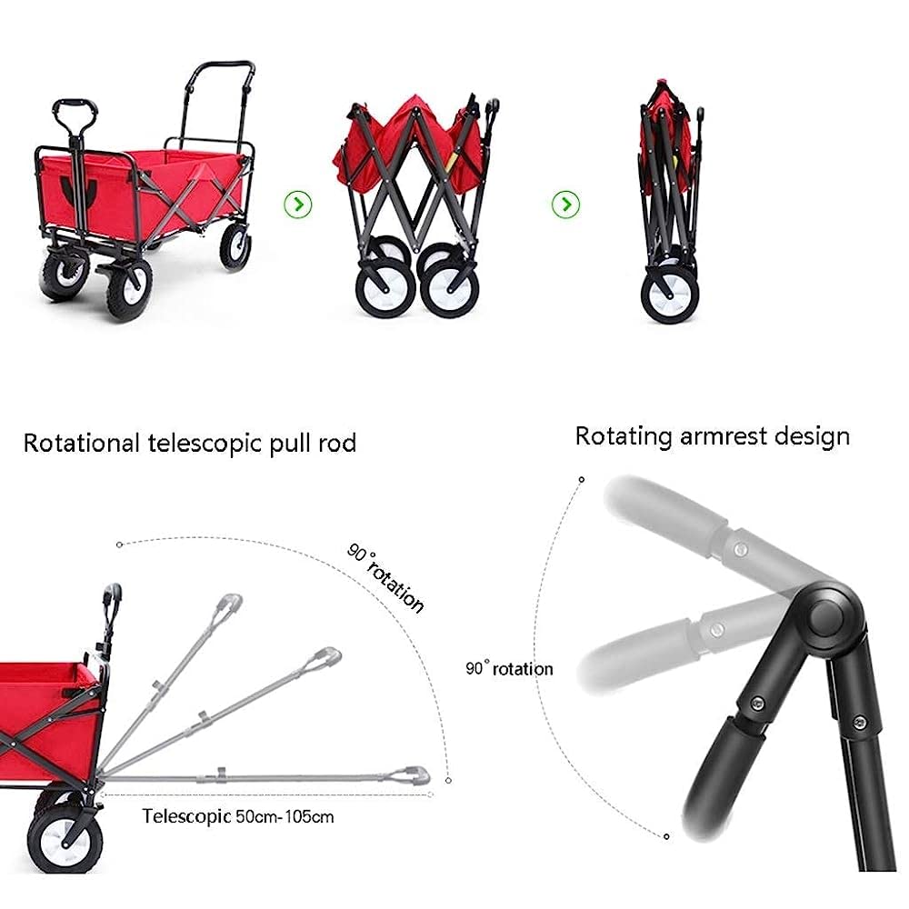 Chariot pliable robuste – Chariot à linge multifonction, chariot de jardin, shopping en plein air et camping avec 4 roues pour un transport facile