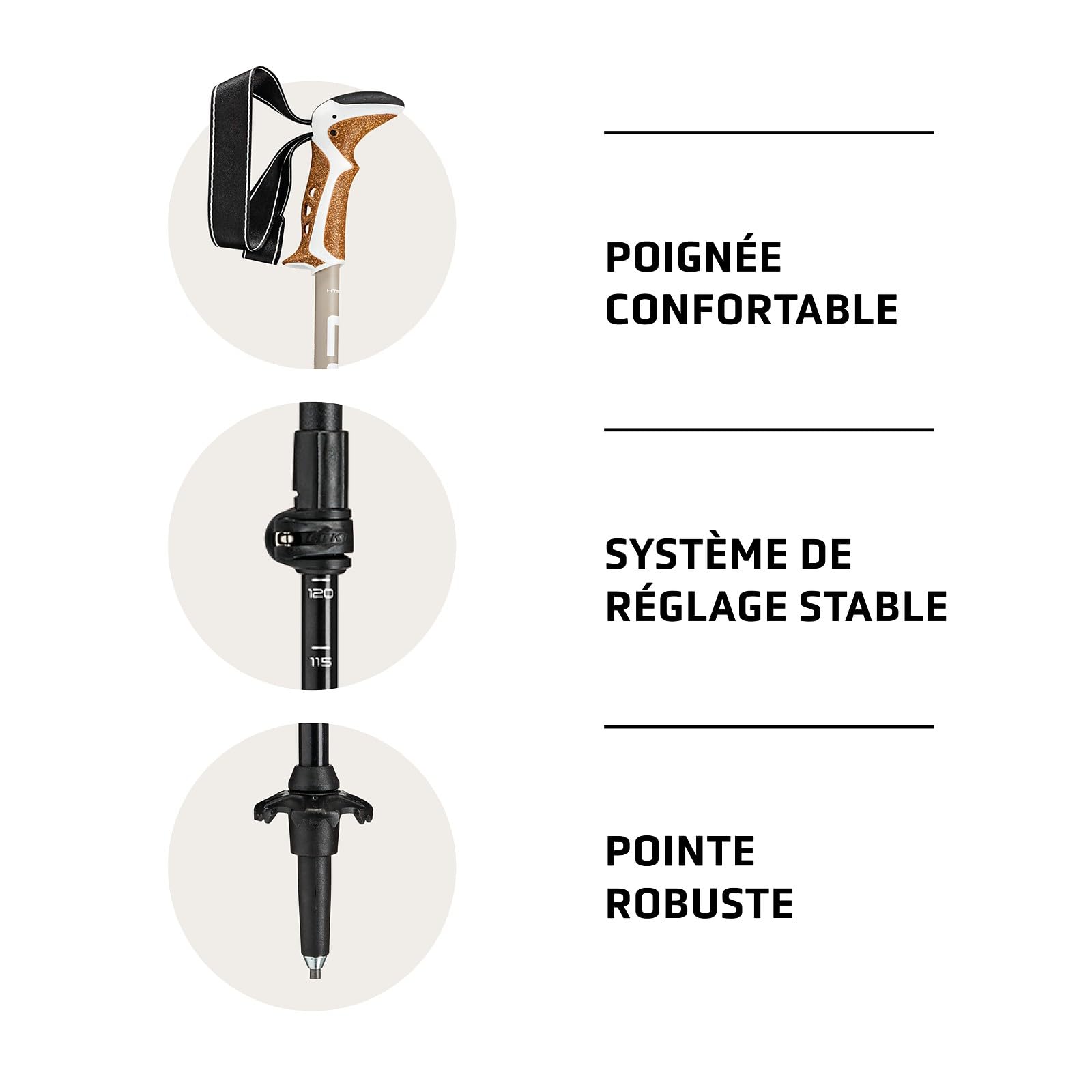 LEKI Khumbu Lite Bâtons de Randonnée Homme & Femme | bâtons de Trekking légers et réglables en Aluminium avec rondelle de Trekking