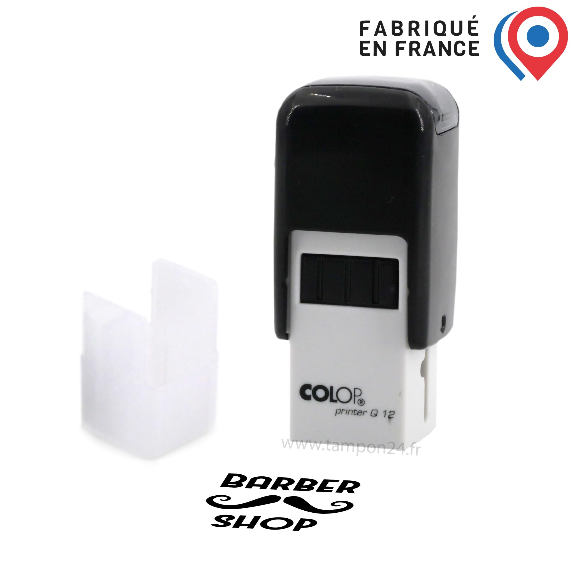 Tampon Encreur Barber Shop - Motif Moustache - 1000 Impressions - Format Poche 58x25mm