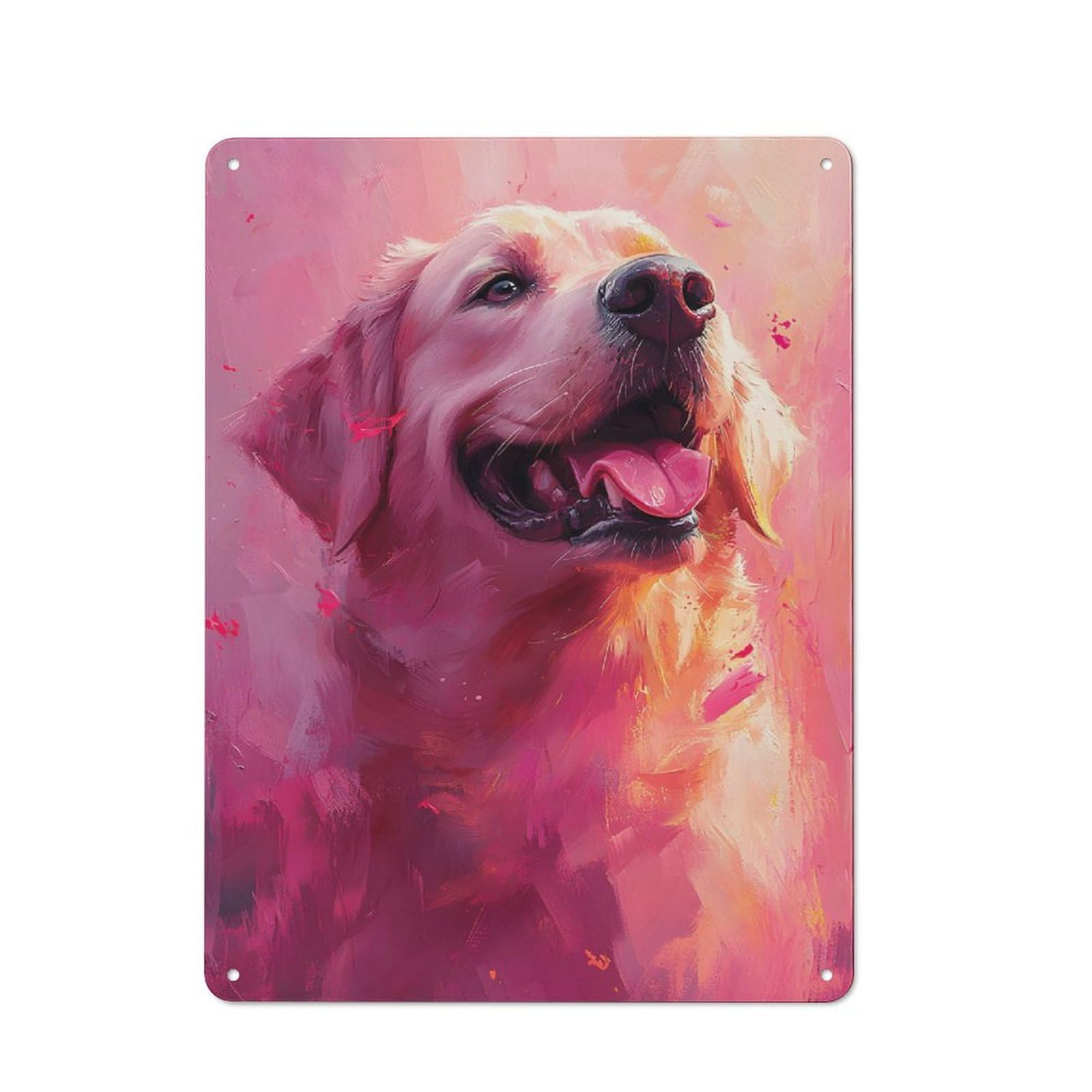 Golden Retriever Portrait Metal Wall Sign 40x30cm, Rustic Decor for Garage Wall, for People Furnishing A Garage