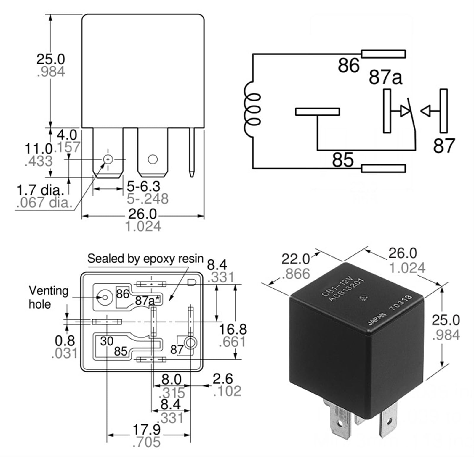 CB1-12V ACB13201 12VDC 40A Plug In Mini-ISO Automotive Relais Phares Moteurs Cellulaires A/C, ABS, EPS Relais De Soutien Multiple 5 Broches