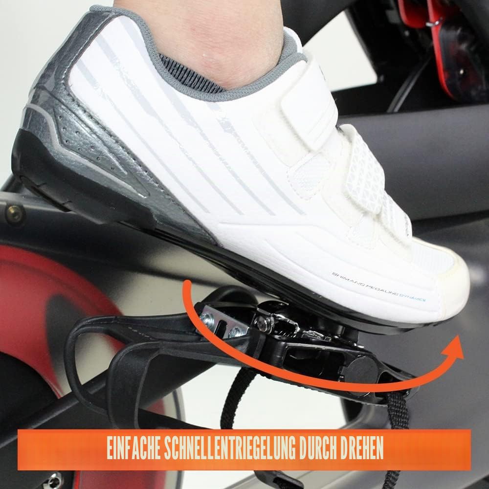 BV Fahrradpedale Shimano SPD/Look Delta kompatibel 9/16 Zoll mit Zehenclips – Peloton Pedale für Normale Schuhe – Zehenkäfige für Peloton Bike – Heimtrainer Pedale – Universal Fit Fahrradpedal