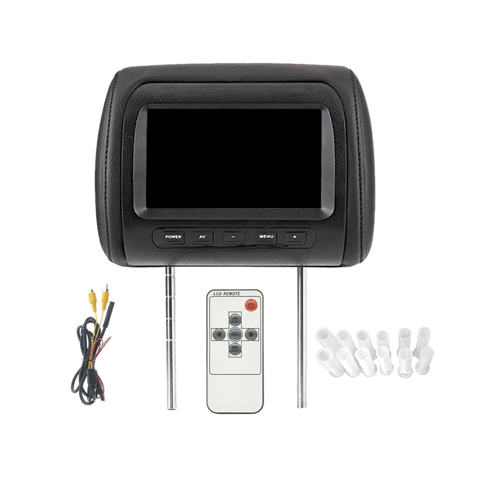 Appuie-tête de Voiture avec écran Noir de 7 Pouces offrant Une Installation Facile pour Un Confort Optimal. Accessoires Italiens. Double entrée vidéo. Menu multilingue.