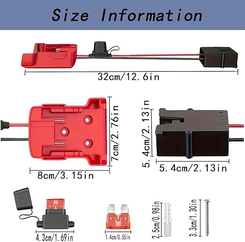 Miniatura 9 de Juego de adaptadores de rueda eléctrica para batería Milwaukee de 18 V con cable de 14 AWG para robótica, luces de trabajo, camiones RC y juguetes RC