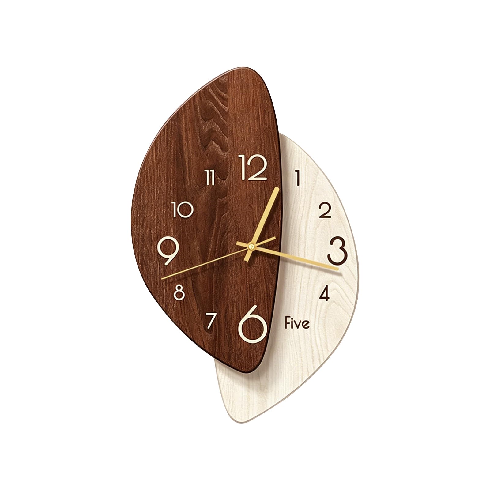 Ergocar Reloj De Pared con Diseño Artístico Moderno Vetas Madera Irregulares En Dos Capas Acabado Mate 3D Batería Larga Duración Silencioso e Impermeable