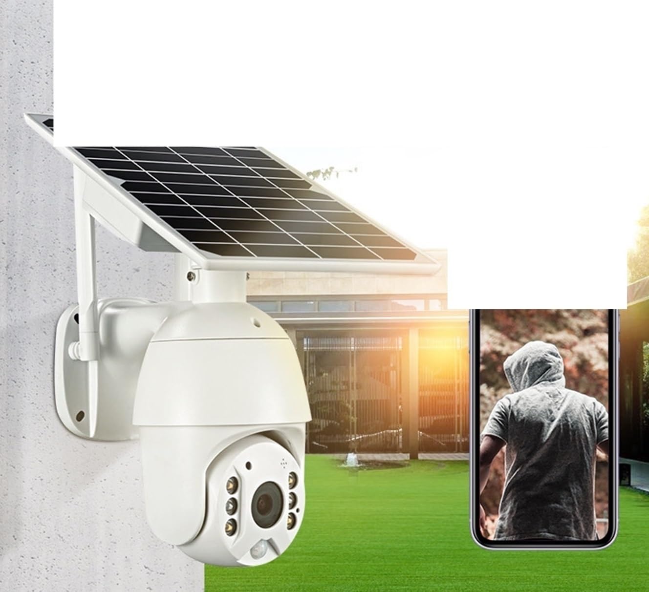 cámara de seguridad gran angular, Cámara Solar, Cámara De Vigilancia Solar Al Aire Libre Inalámbrica De La Cámara De Red WIF De La Visión Nocturna De HD 4G con diseño de amplificador de señal ( Color