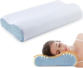 Ecosafeter 2025 Memory Foam Neck Pillow for Sleeping, Ergonomic Neck Support Pillow for Side and Back Sleepers, Washable Bamboo Pillowcase