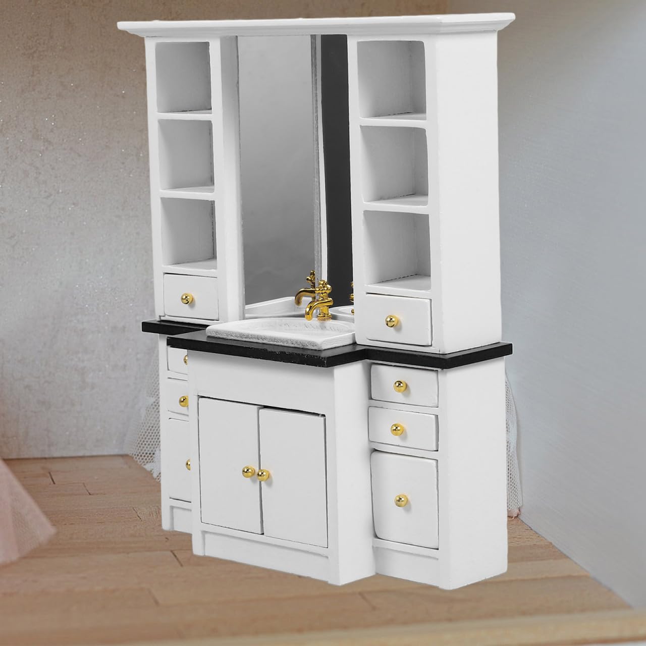TOYANDONA Dollhouse Miniatur Waschbecken Schrank: Adorable Badezimmer Möbel Für Puppenhaus, Miniatur Küchenspüle Dekoration Haus Accessoires Und Spielzeug(Weiße)