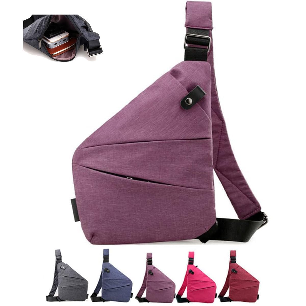 Anti Theft Travel Bag for Women Men, The Slim Carry Sling Bag, Personal Flex Travel Purses Crossbody Bags Multi Pocket