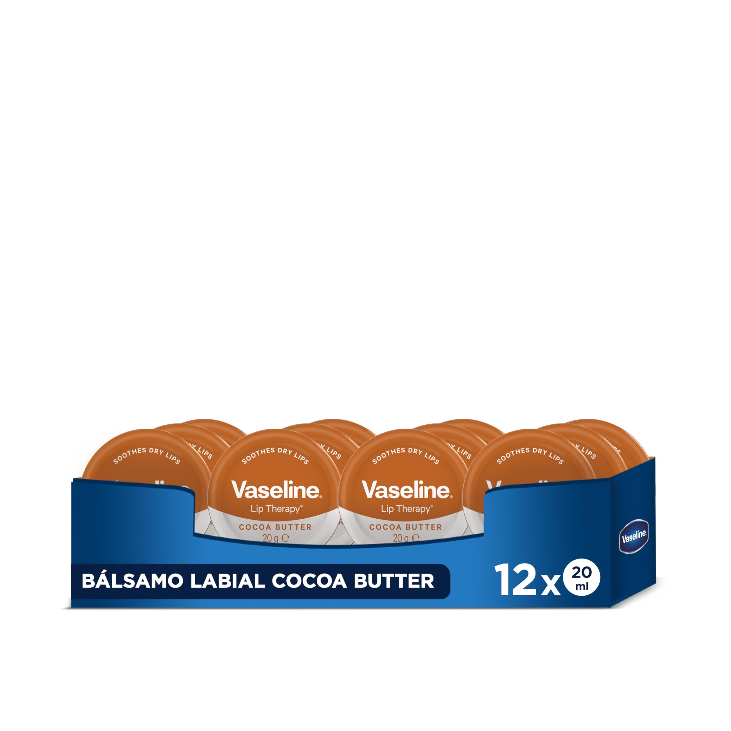 Vaseline Bálsamo Labial Cocoa con Manteca de cacao Hidratación y Cuidado para tus labios 20 g x12 en oferta en Amazon