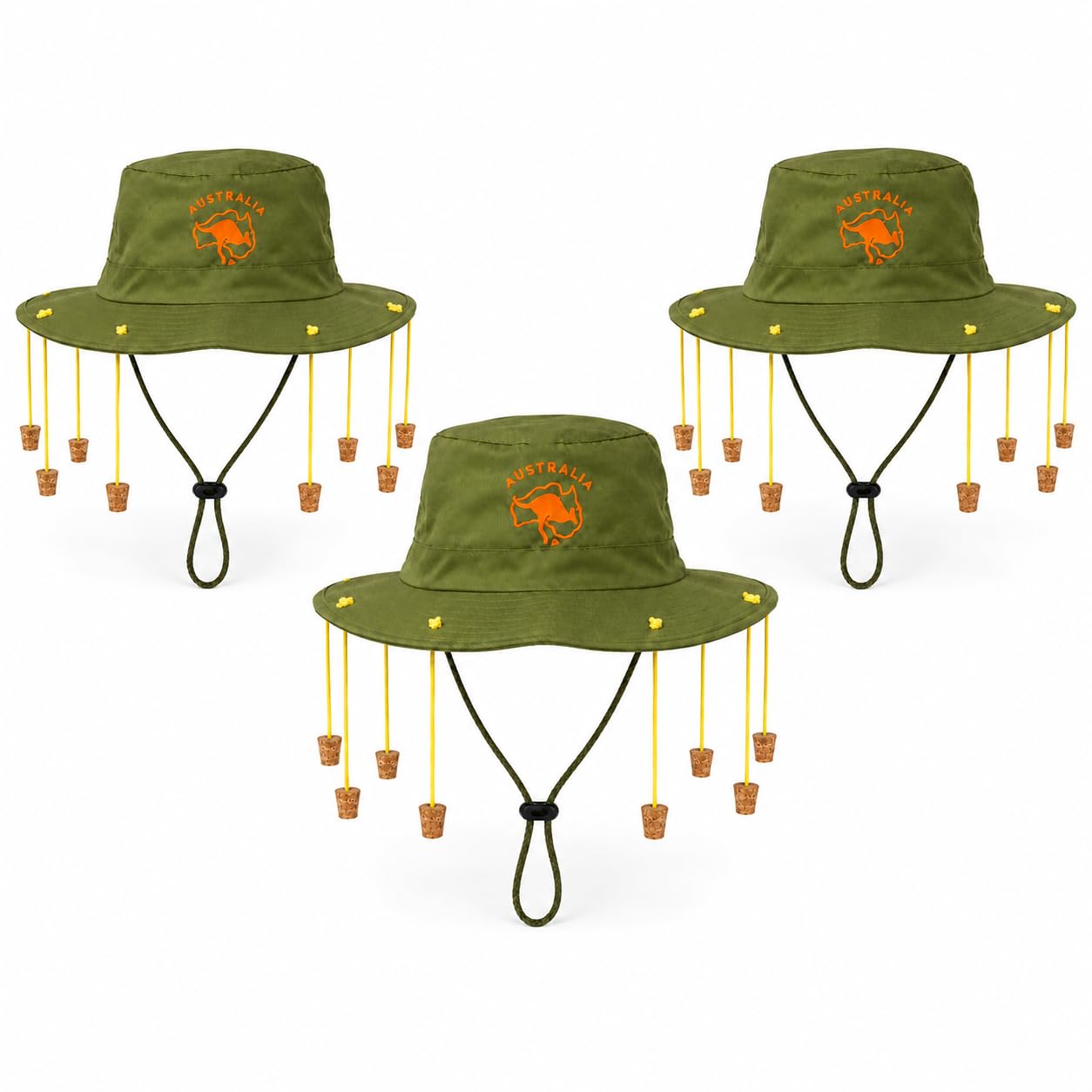 HENBRANDT 3x Australian Cork Hats โ Adult Aussie Outback Fancy Dress Hats