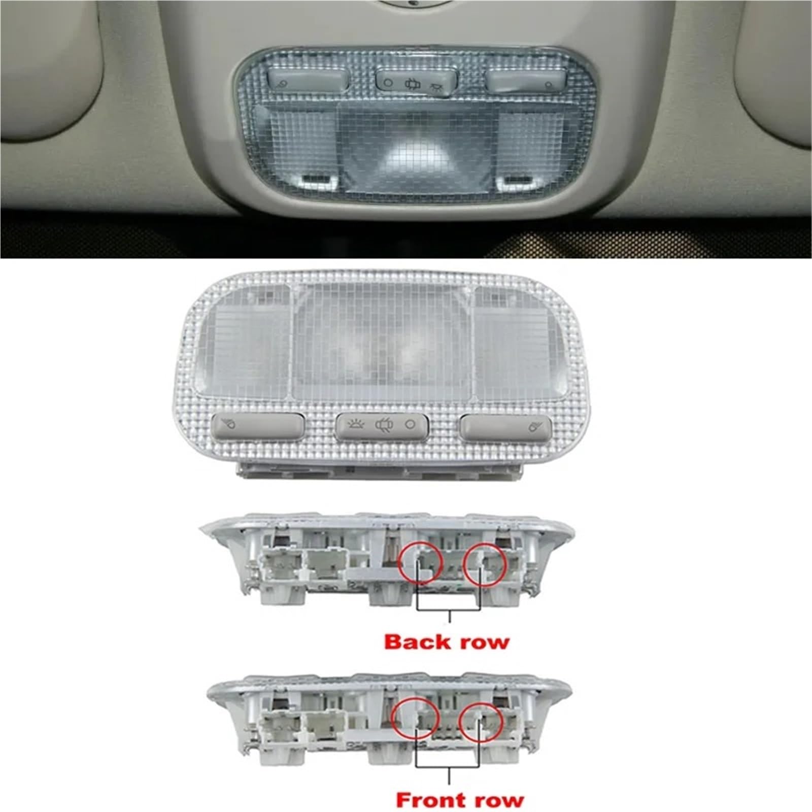 para Peugeot 308 408 3008 301 307 para Citroën para C3-XR para C5 2 Piezas Luz de Lectura Delantera y Trasera para Coche Lámpara de Techo Interior 6362N2