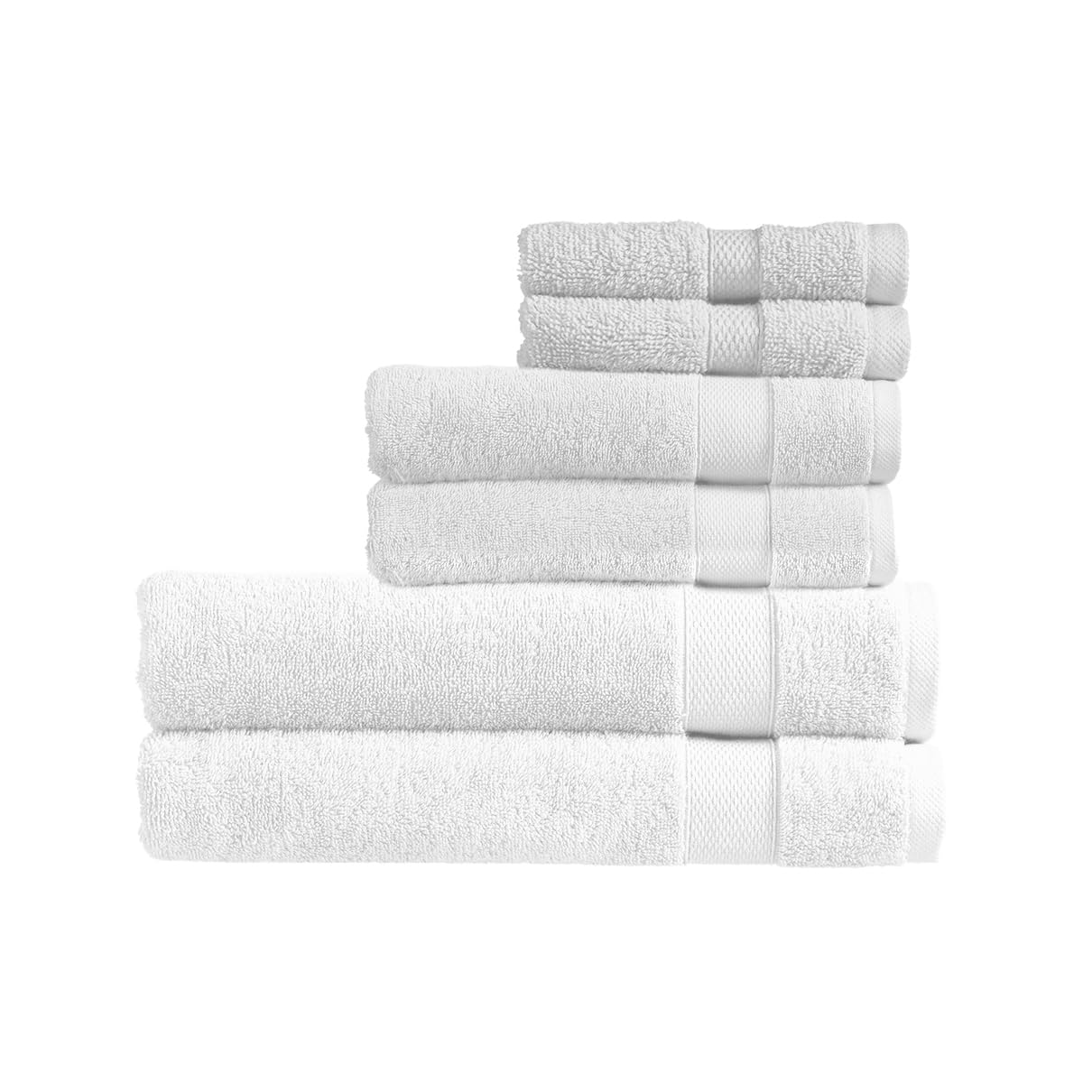 Christy Refresh Bathroom Towel Set | Set of 6 | 2 Bath Sheets 2 Hand Towels 2 Face Cloths | Quick Dry | Gentle Pastel Tones | Soft Absorbent Shower Towels | 100% Cotton 550GSM | White
