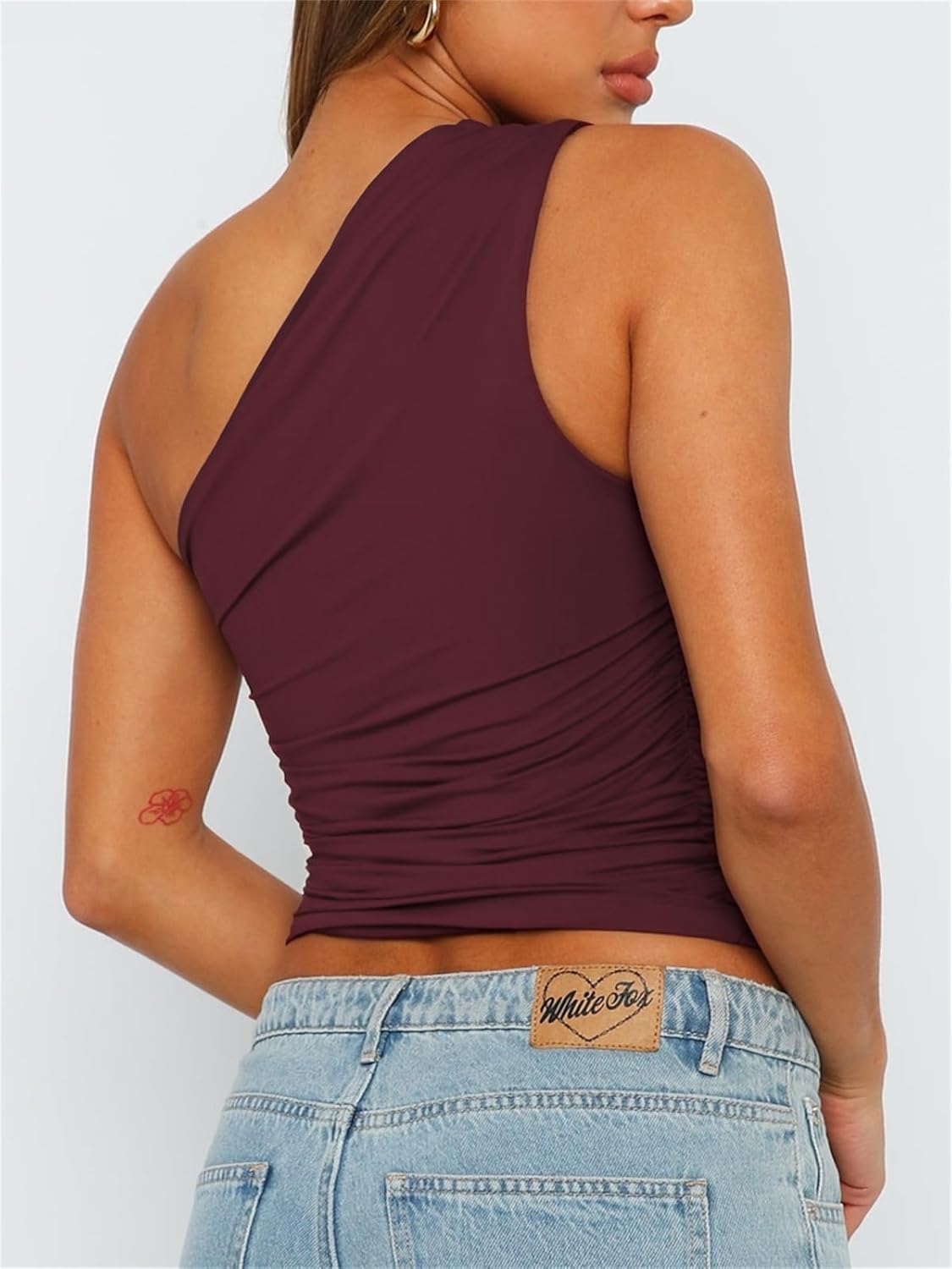 ForeFair Women One Shoulder Going Out Crop Tank Tops Slim Fit Sleeveless Shirts Y2k Cute Top - Image 5