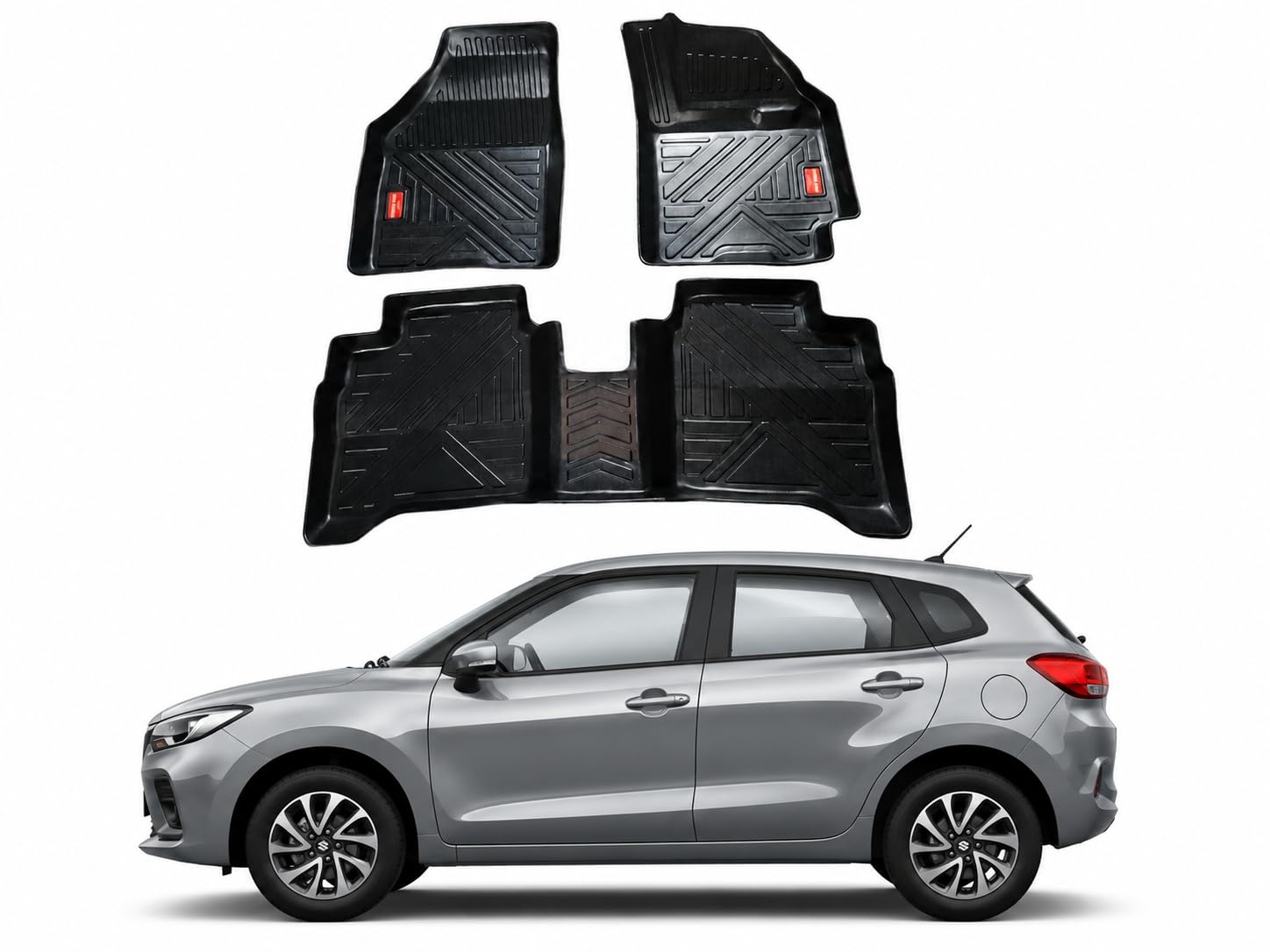 Automoxco/Premium 9D car mat Full Set for Maruti Suzuki S-Presso (2019 to 2024)|| TPE (Thermoplastic Elastomer) Car Floor Mat Complete Set || 100% Waterproof and Washable || Color: Black