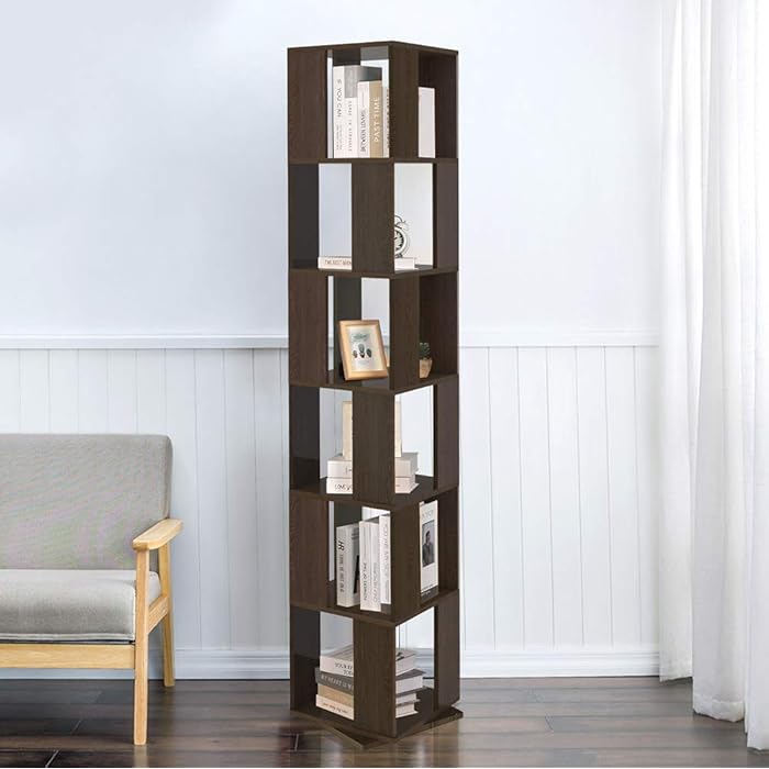 Buy 6Tier Wooden Bookcase for Home Office Corner Bookshelf, 360