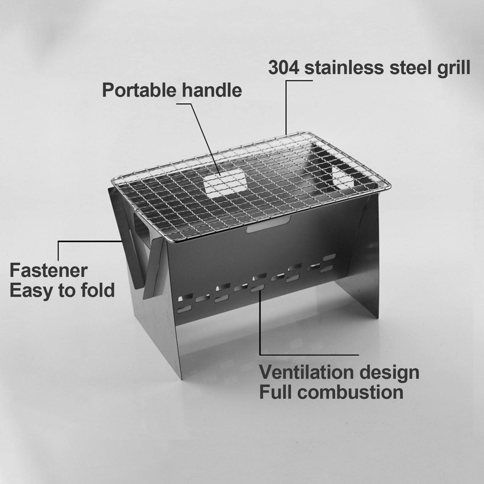 XMOD Tragbarer BBQ-Grill - -Grill aus Edelstahl,Holzkohlegrill, robuste Konstruktion für Outdoor-Grills Camping Tailgating