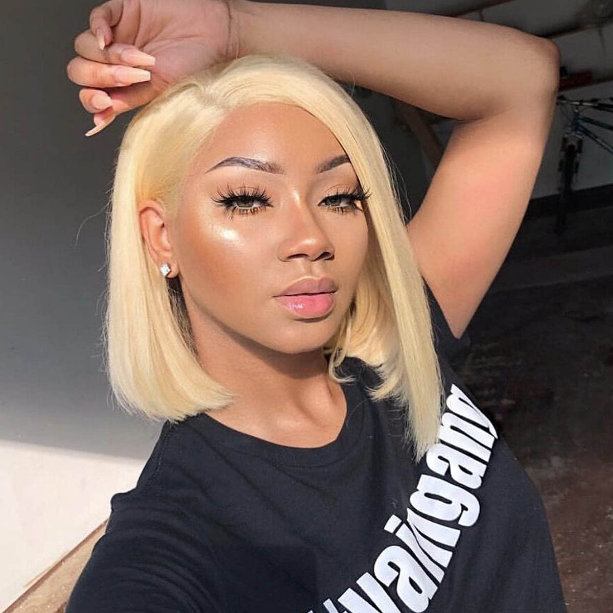 Aprilhair Pre-plucked 613 Blonde 4x4 Bob Lace Front Wigs Straight Glueless 130% Density Short Cut Brazilian Virgin Human Hair With Baby Hair Full And