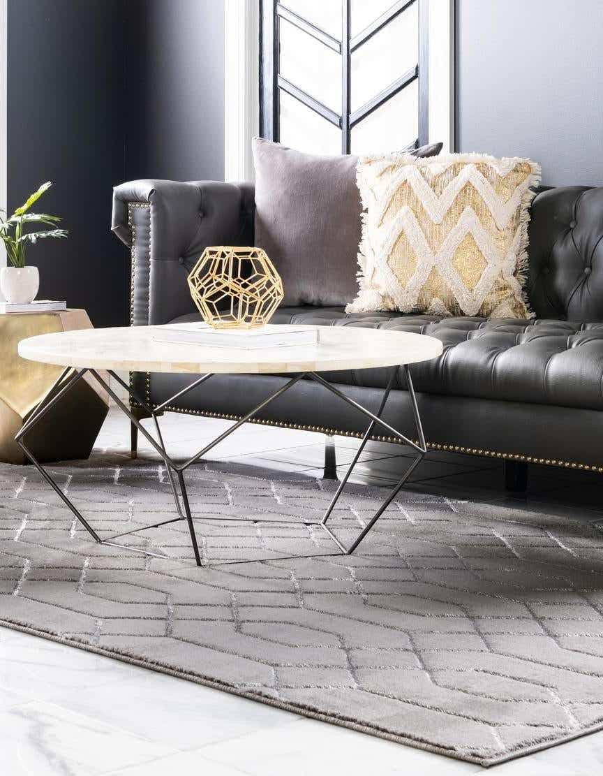 Unique Loom Glam Collection Area Rug - Trellis (6' 1' x 9' Rectangle, Gray Silver/ Silver)