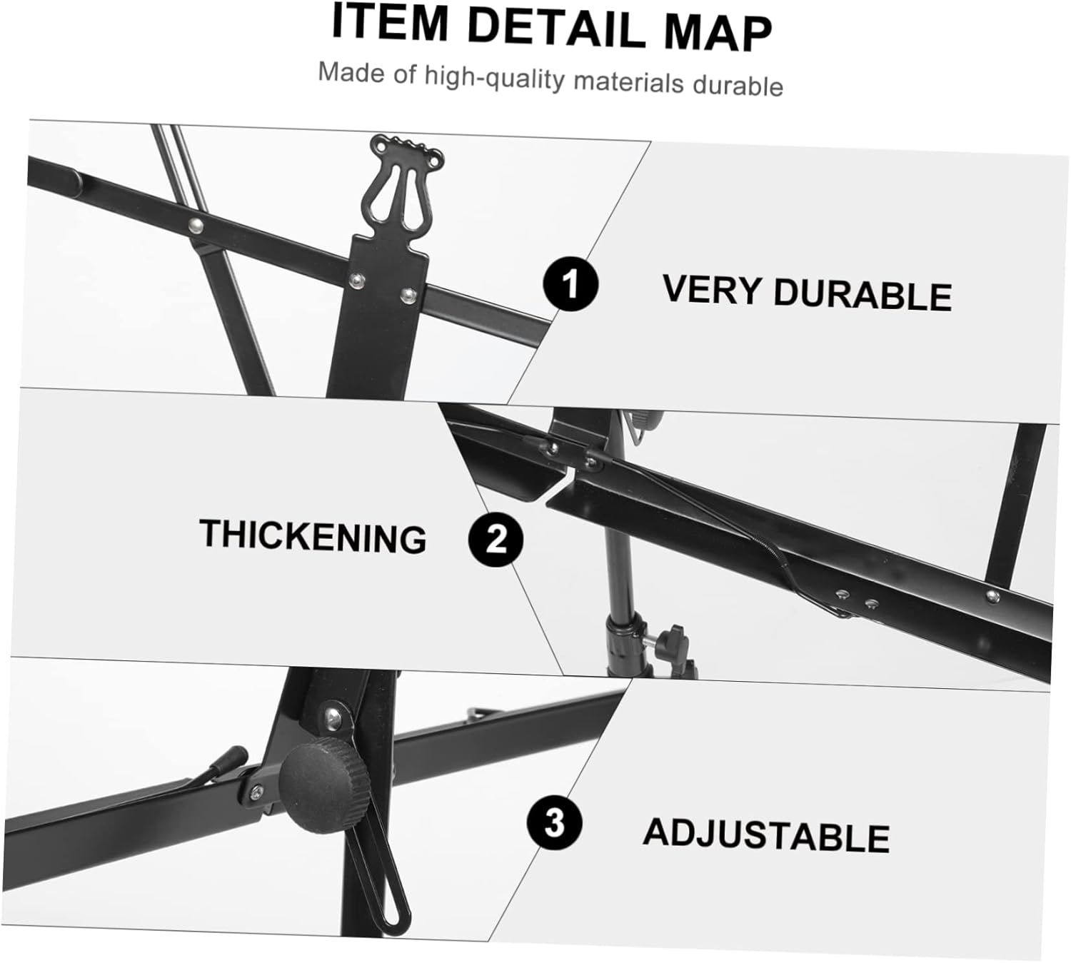 Levemolo Folding Music Stand for Travel Lightweight Tripod Music Rack Book Holder Score Reading