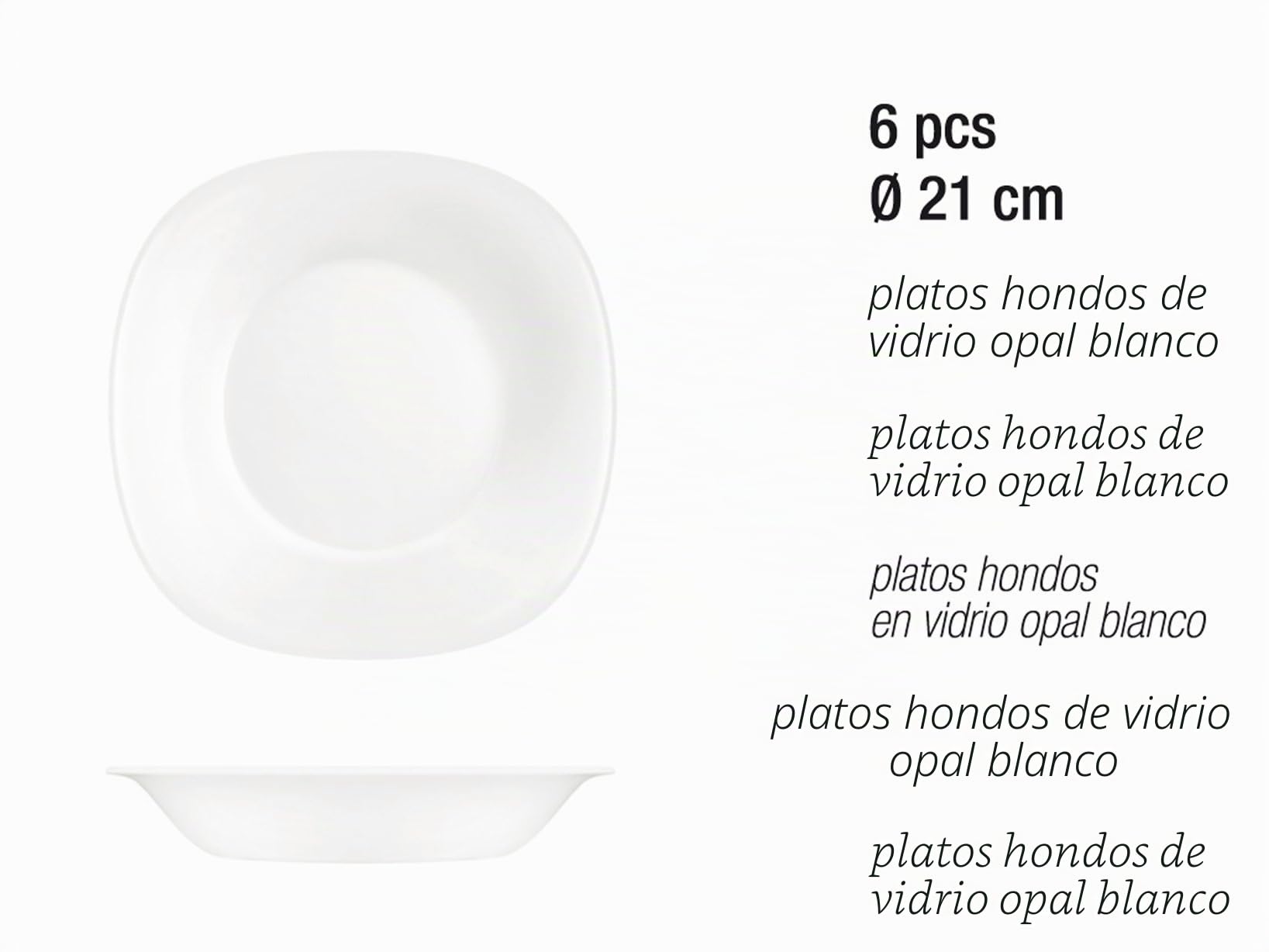 H&H, Juego de platos de 18 piezas en ópalo, blanco y negro
