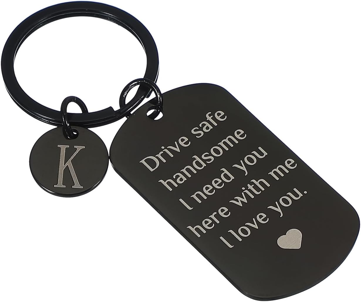 PATIKIL Drive Safe Keychain, I Need You Here with Me I Love You Letter Custom Keychain with Gift Box for Him Christmas