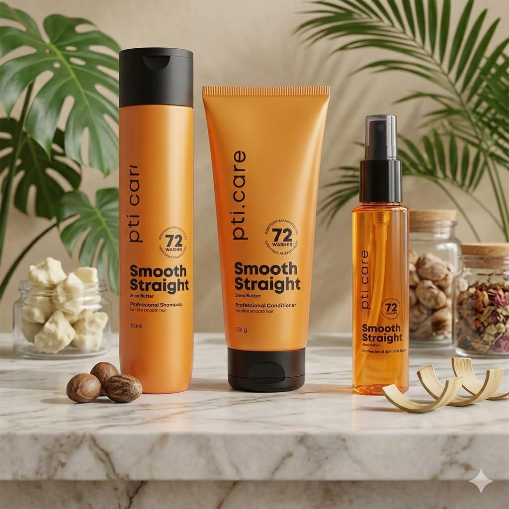 3-Step Hair Care Kit – Shampoo, Conditioner & Serum | Smooth, Straight & Silky Hair | Split-End Repair & Deep Nourishment