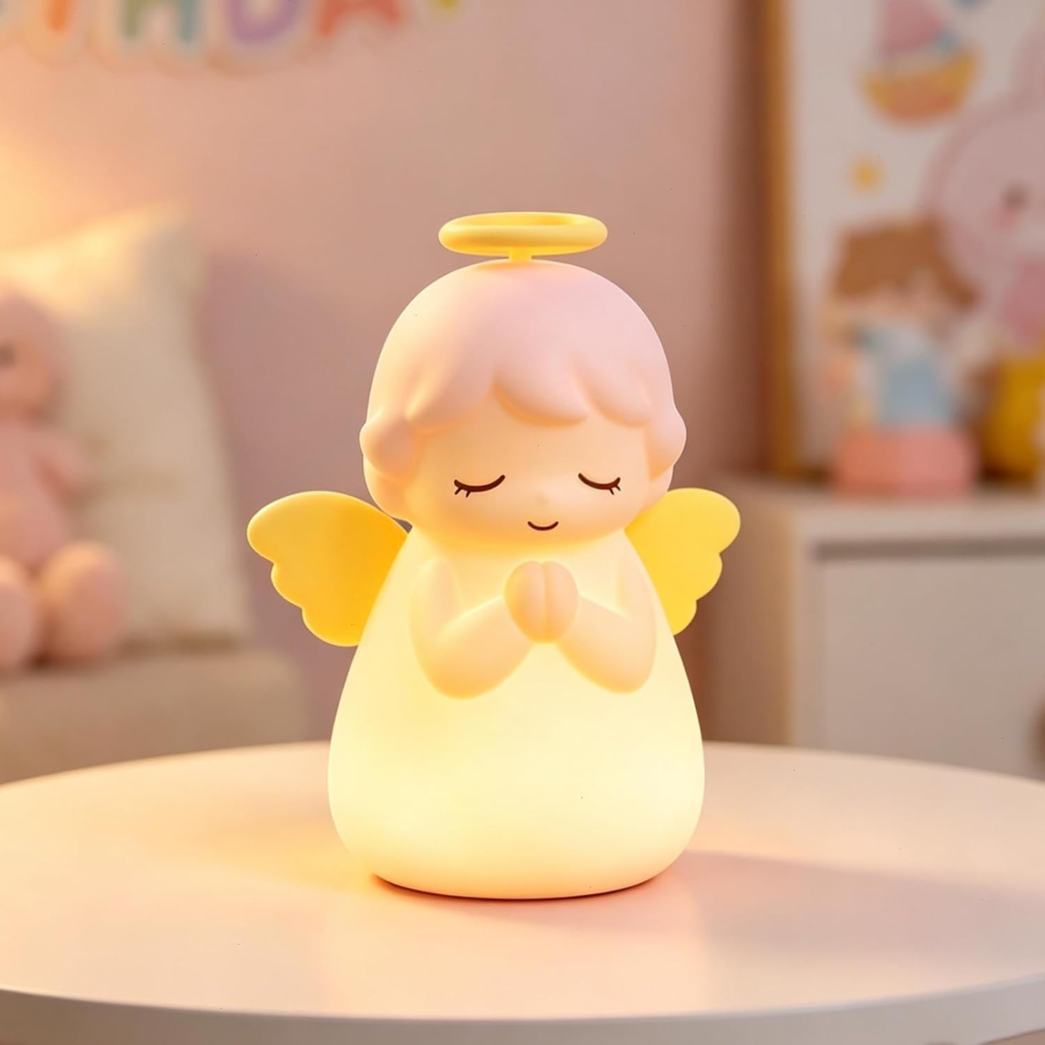 VEEKI Night Light for Kids, Multi-Color Angel Silicone Lamp with Tap Control, Rechargeable LED Beside Night Lights, Dimmable Cute Nursery Night Light Gift for Boys Girls Baby Toddlers Teen