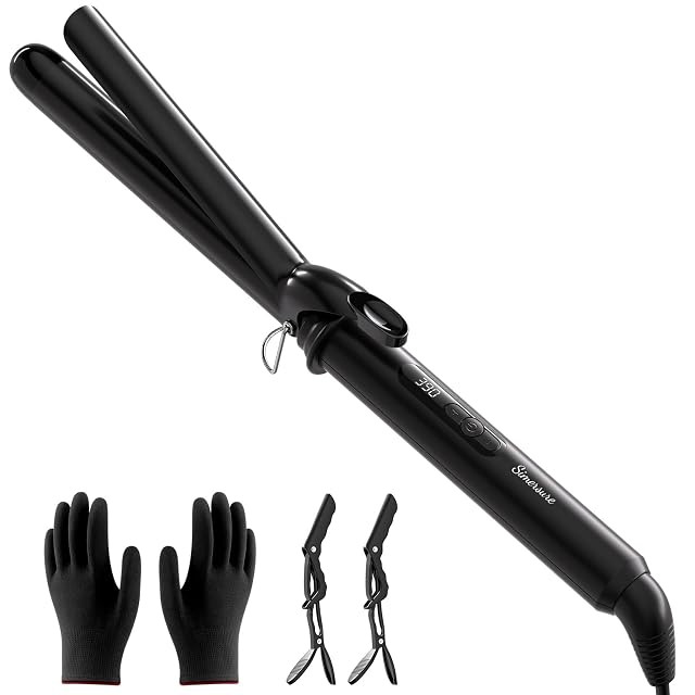 Curling Iron 1 Inch Long Barrel Ceramic Hair Wand Fast Heating Hair Curler with 12 Heat Settings with