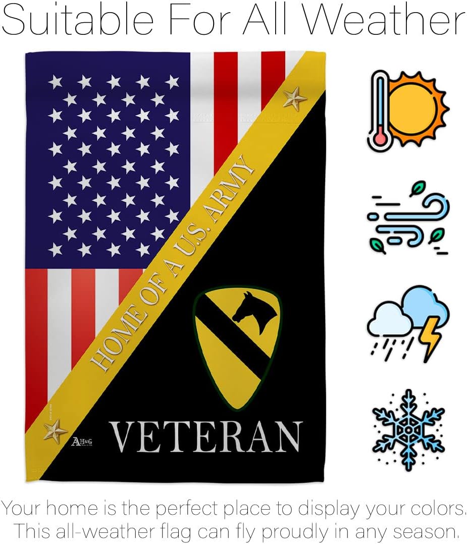 Americana Home & Garden Home of 1st Cavalry Division House Flag Armed Forces Army Rangers United State American Military Veteran Retire Official Banner Small Garden Yard Gift Double-Sided, Made In USA