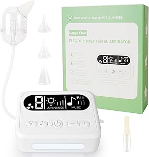 LURICO Nasensauger Baby, Elektrischer Nasenreinigung Staubsauger, 9 Saugstärken Wiederaufladbar Nasensekretsauger mit Licht und Musik für Nose Cleaner Automatische