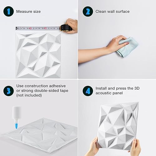 Miniatura 7 de Paneles de pared acústicos 3D, paquete de 12 paneles cuadrados a prueba de sonido para decoración de pared interior, panel hueco absorbente de