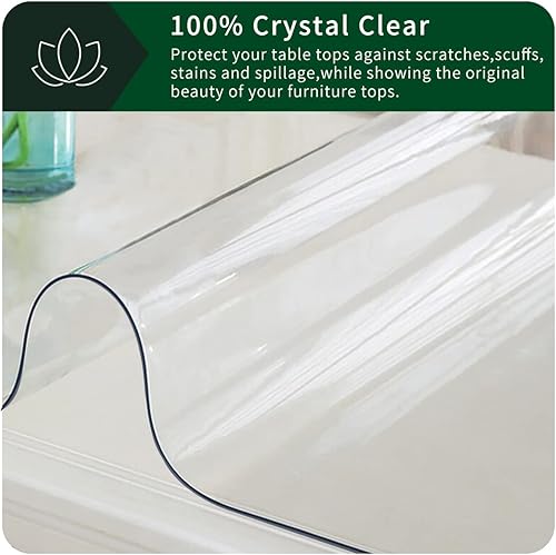 Miniatura 5 de Protector de PVC para mesa de comedor de 26 x 72 pulgadas, protector de vinilo transparente rectangular de plástico para mesa de oficina, mesa