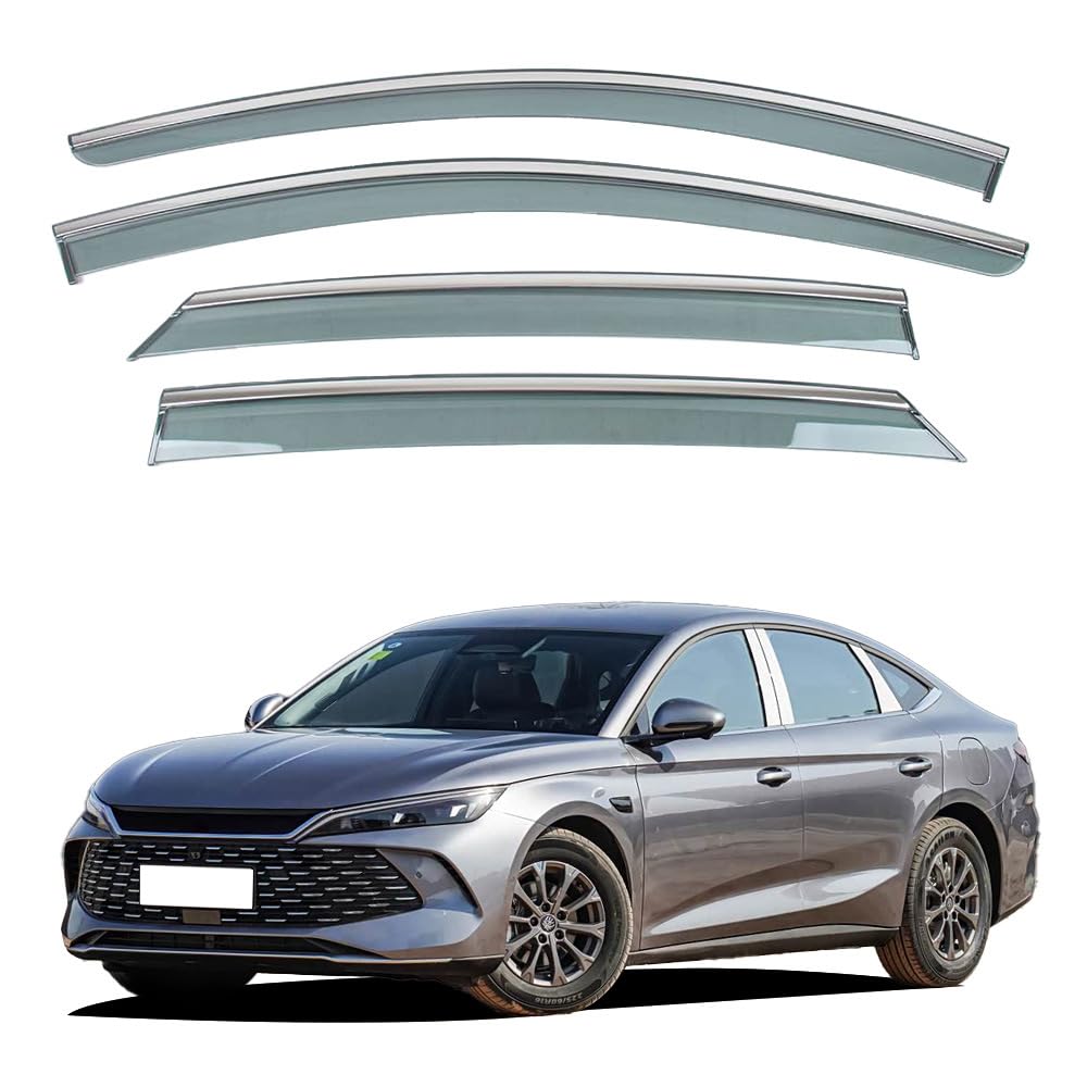 Liufangfc Normal Wind Deflectors For Byd Qin Lev 2025 – 4Pc Tape-On Smoked Visors, Weatherproof, Anti-Salt/Snow, Low-Noise