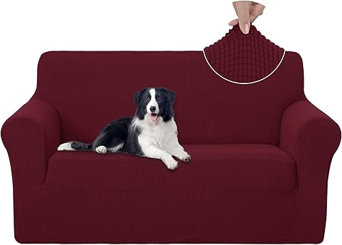 U-NICE HOME Funda elástica para sofá biplaza, funda protectora de muebles para sofá de 2 plazas, apta para mascotas (sofá biplaza, borgoña)