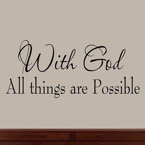 Miniatura 5 de Calcomanías de pared con Dios, todas las cosas son posibles, citas religiosas, escritura familiar, decoración del hogar, arte de pared de vinilo